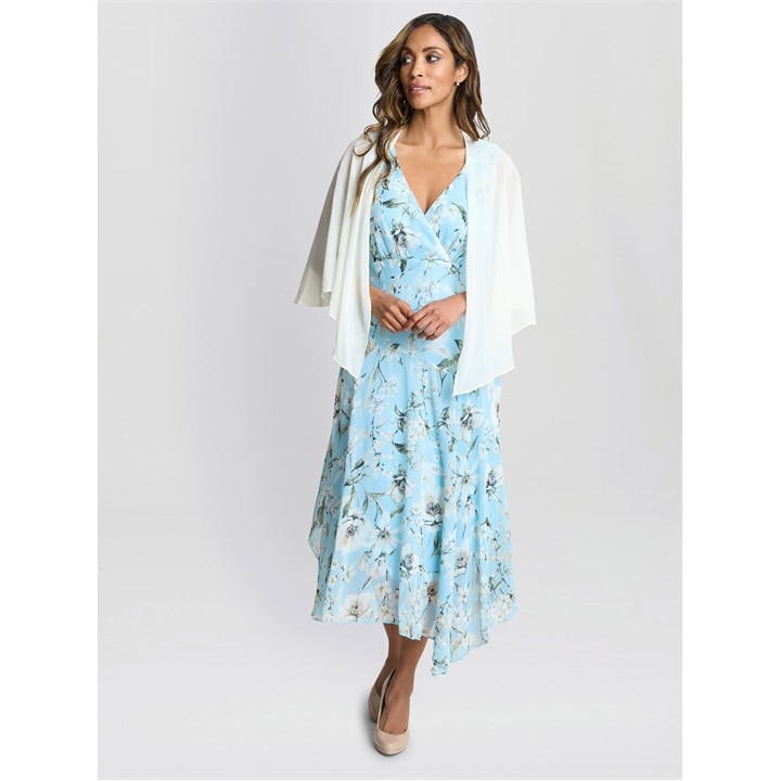 Gina Bacconi Women's Chiffon Waterfall Cover-Up Cape - Cream