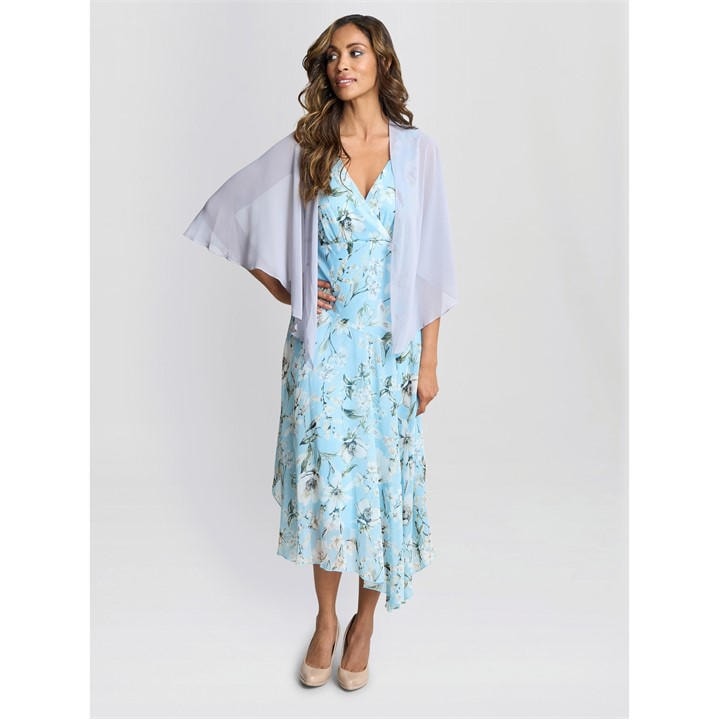 Gina Bacconi Chiffon Cover Up Shawl - Silver