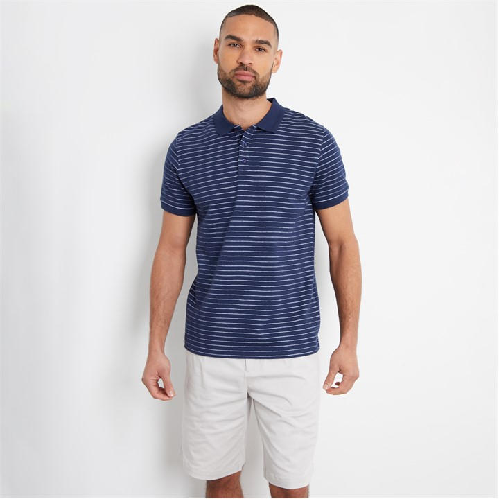 Threadbare Cotton Jersey Striped Polo Shirt In Blue