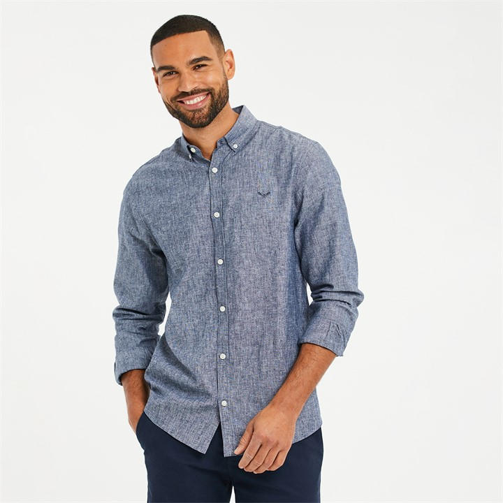 THREADBARE SLIM FIT LINEN BLEND LONG SLEEVE SHIRT