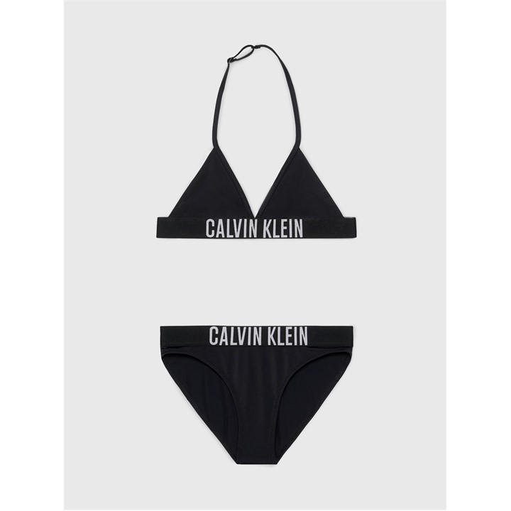 Calvin Klein Jeans Girls Black Triangle Bikini Set Juniors Size 13