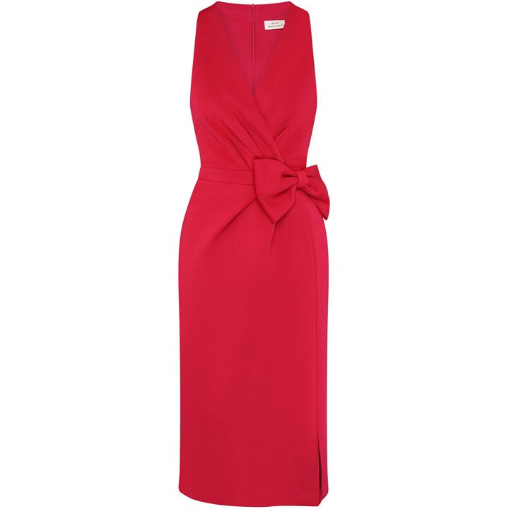 Gina Bacconi Elliana Bow Detail Midi Dress - Red