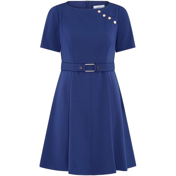 Gina Bacconi Elise Belted Shift Dress - Blue