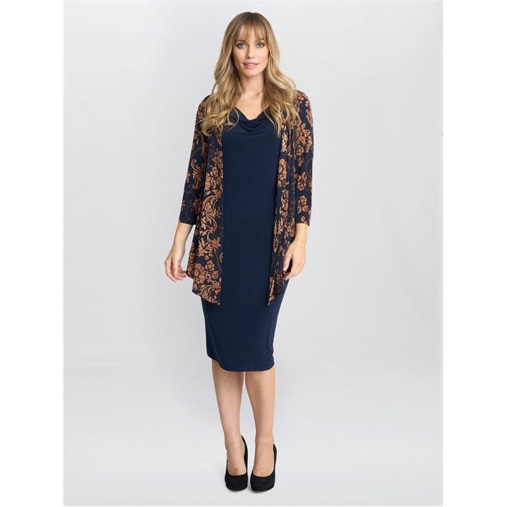Gina Bacconi Cara Mock Dress And Jacket - Blue