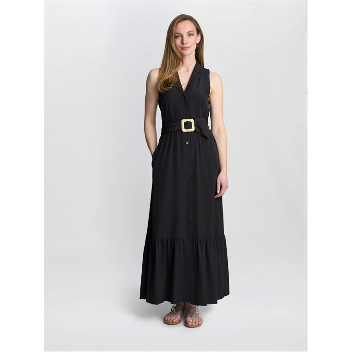 Gina Bacconi Women's Black Jamie Maxi Shirt Dress Medium