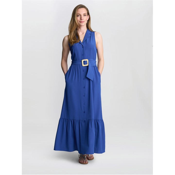 Gina Bacconi Women's Blue Jamie Maxi Shirt Dress Small
