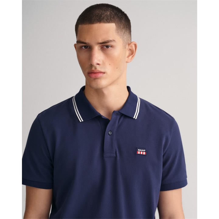 Gant Contrast Collar Polo Shirt Blue Frasers