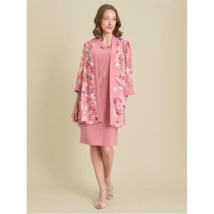 Gina Bacconi Reeve Printed Dress And Jacket - Pink