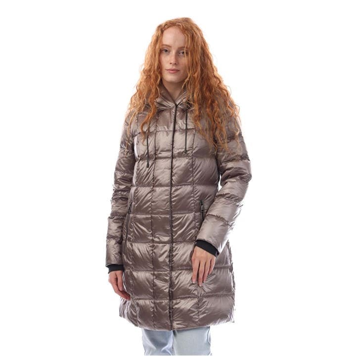 Dkny Zip Front Down Filled Long Puffer Jacket In Purple