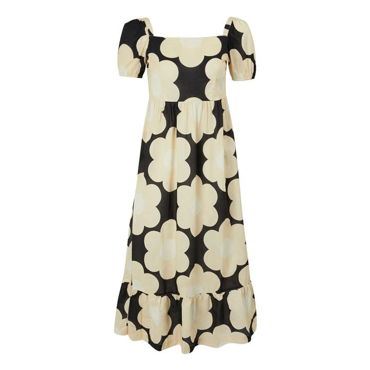 Regatta Women's Black Sixties Daisy Orla Kiely Midi Summer Dress Size 18
