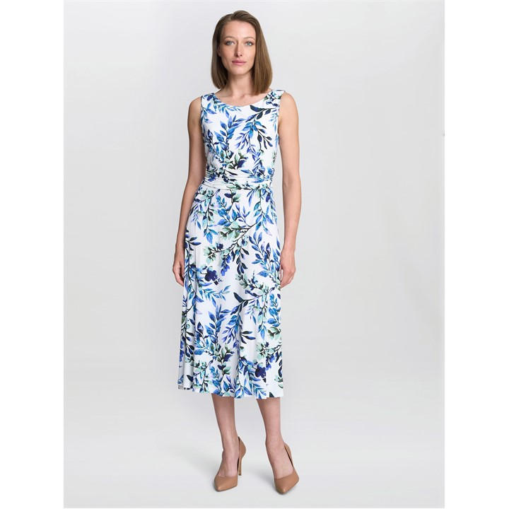Gina Bacconi GEORGE FLORAL PRINT MIDI DRESS - White