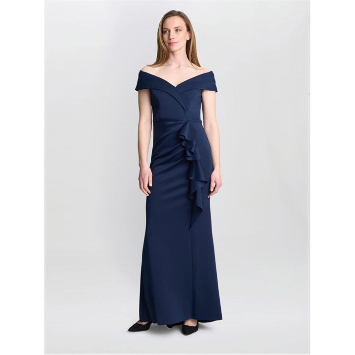 Gina Bacconi Victoria Maxi Dress With Side Ruching - Black