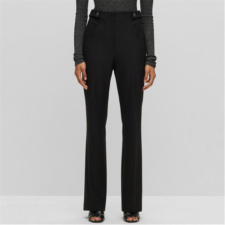 Boss Women's Black Tupera Regular-Fit Trousers Size 12