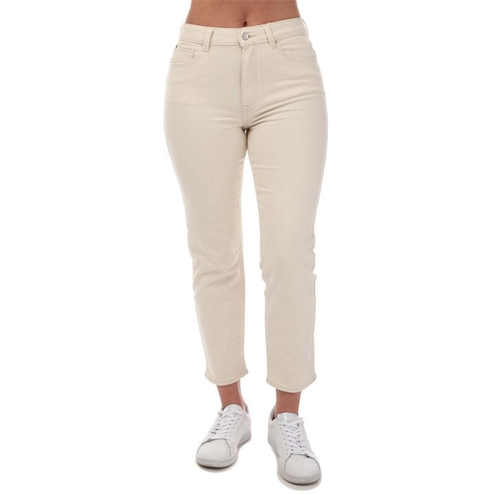 Only Women's White Emily Stretch High Waist Straight Jeans