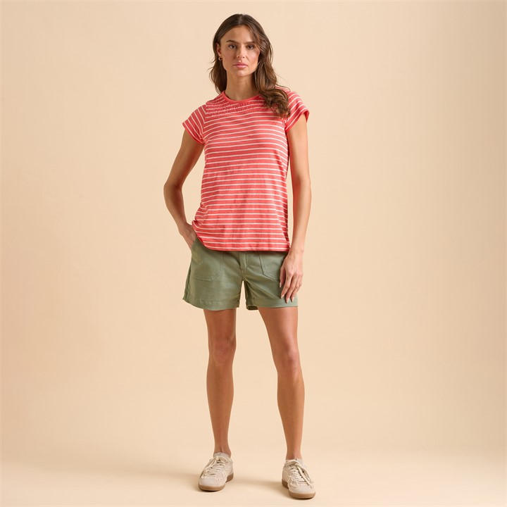 BRAKEBURN CORAL STRIPE T-SHIRT