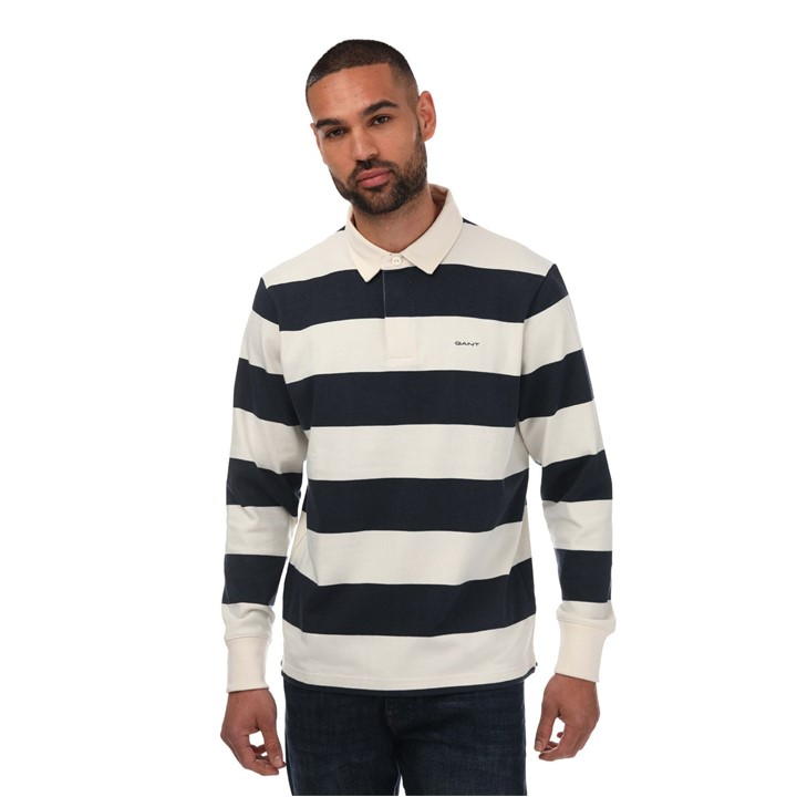 Gant Block Stripe Jeavy Rugger Polo In Blue