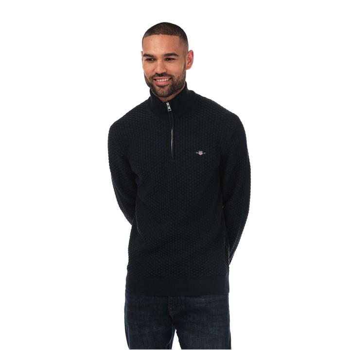 Gant Textured Cotton Half-zip Jumper