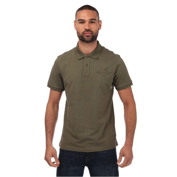 Gant Tonal Shield Polo In Grey