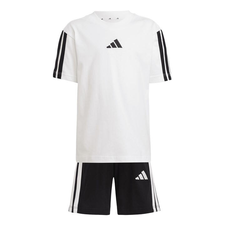 Adidas Boys White 3 Stripe Essentials Tee Set Infants Size 4