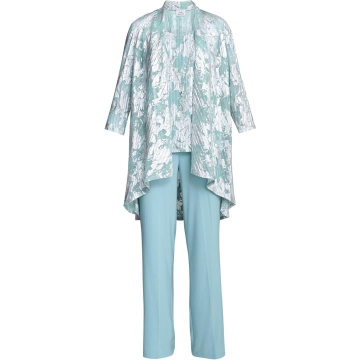 Gina Bacconi Mabel Three Piece Jacquard Trouser Suit - Blue
