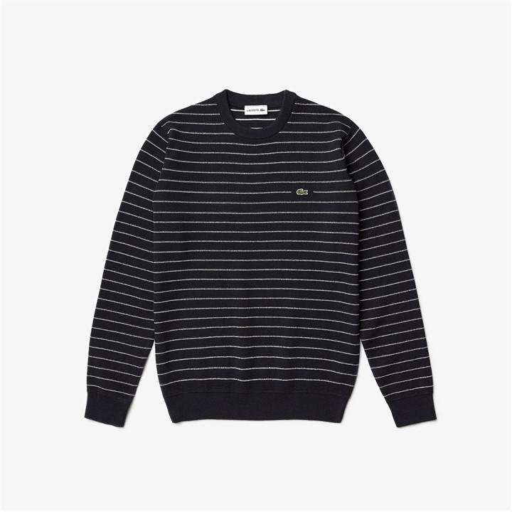 LACOSTE STRIPED TEXTURED COTTON SWEATSHIR