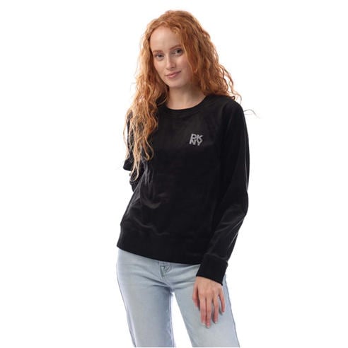 DKNY - Rhinestone Velour Logo Crew Neck Sweatshirt
