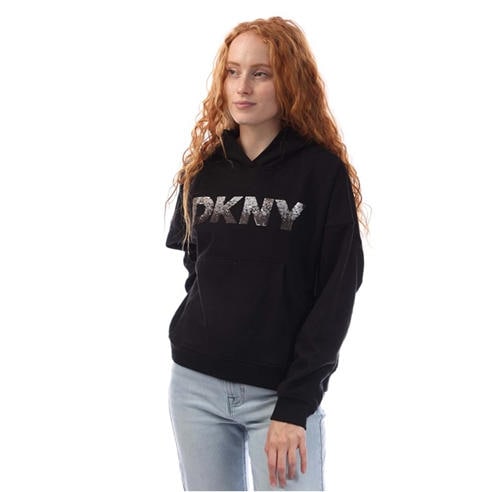 DKNY - Women's Sequin Logo Cotton Hoodie