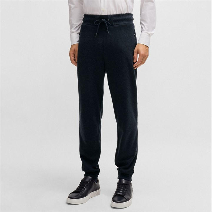 Hugo Boss Regular-fit Tracksuit Bottoms In Stretch Flannel In Blue