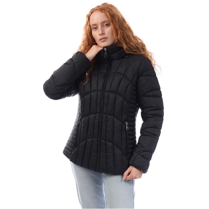 Dkny Zip Front Packable Jacket In Black