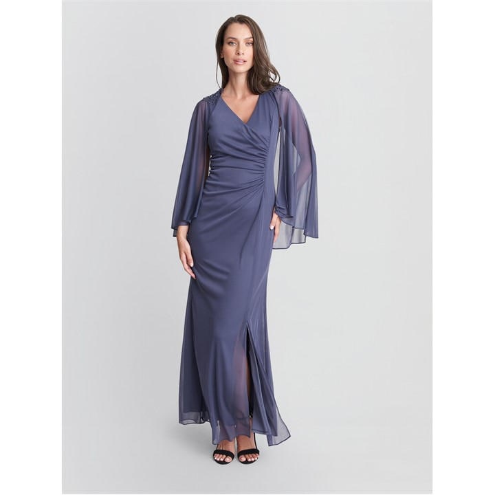 Gina Bacconi Estefany V Neck Embellished Maxi Dress - Purple
