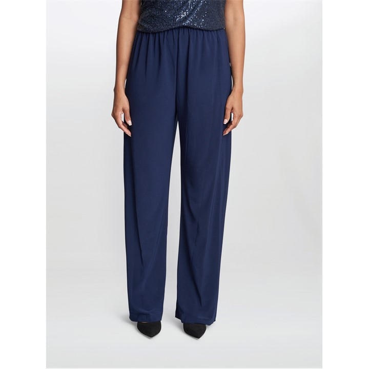 Gina Bacconi Sharlene Matte Jersey Straight Leg Trouser - Blue
