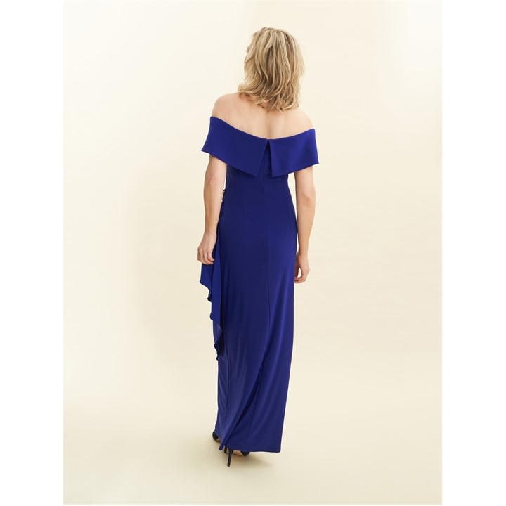 Gina Bacconi Blue Asymmetrical Chiffon Dress SBZ5747