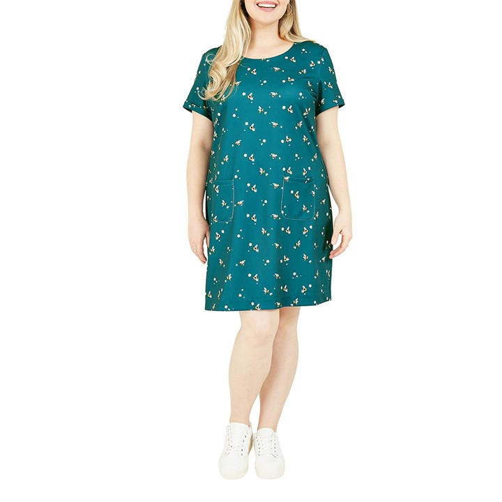 Yumi Green Plus Size Bee Daisy Tunic Dress