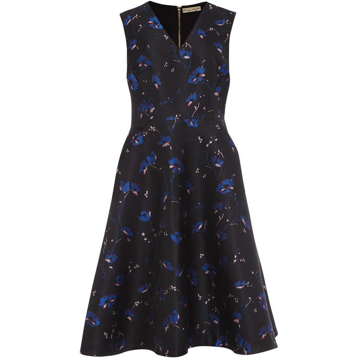 Phase Eight Ottilie Jacqaurd Fit and Flare Dress - Black