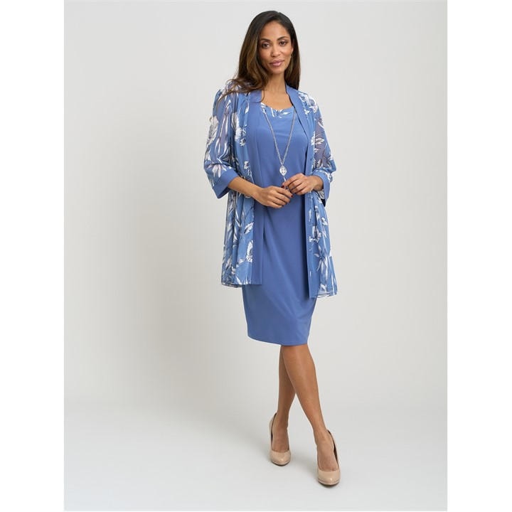 Gina Bacconi Milana Printed Dress And Jacket - Blue