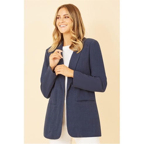 Yumi - Navy Linen Relaxed Blazer