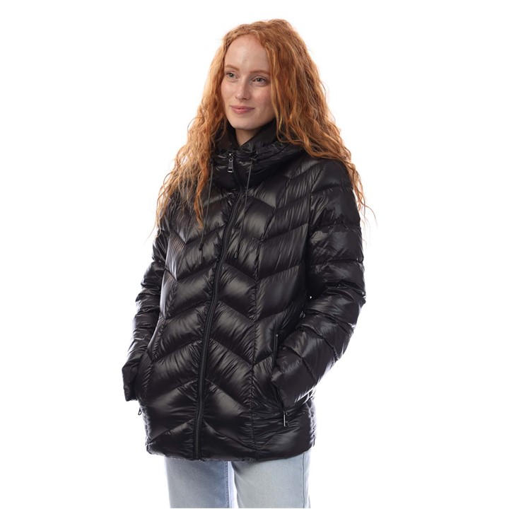 Dkny Zip Front Down Filled Jacket In Black