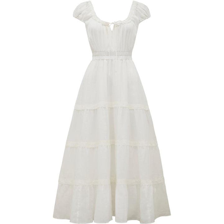Forever New Tuscany Trim Detail Midi Dress - White
