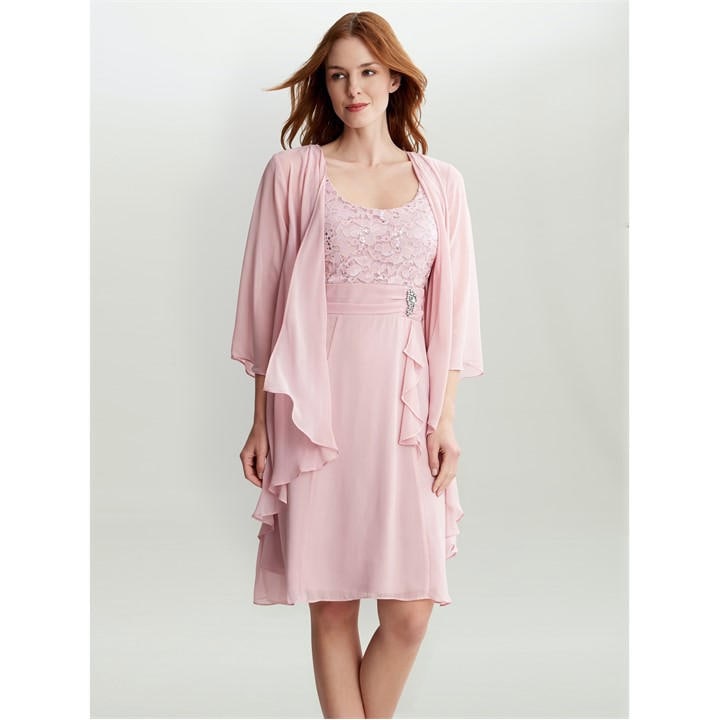 Gina Bacconi Aribelle Short Empire Waist Jacket Dress - Pink