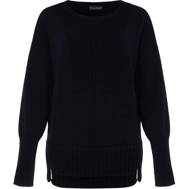 Phase Eight Women's Blue Steph Wool Mix Zip Knit Jumper