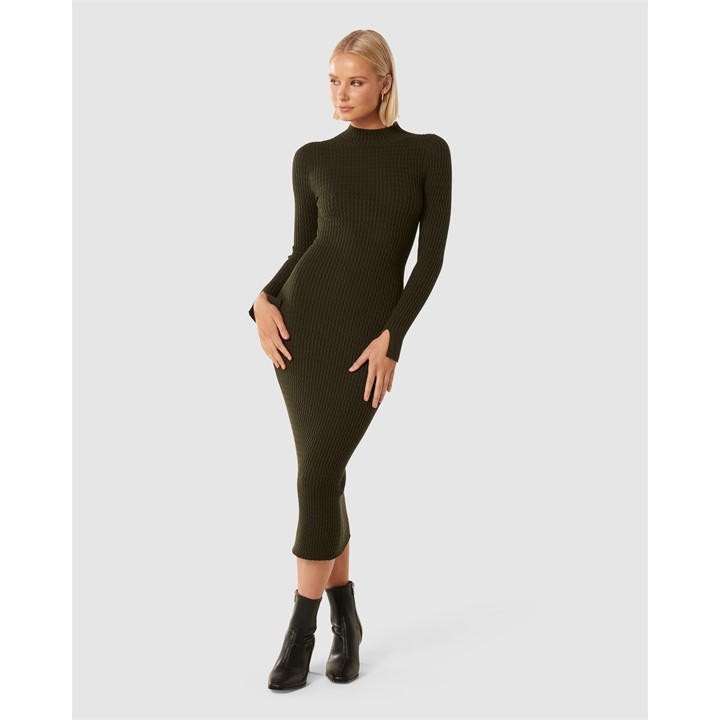 Forever New Georgia Textured Column Knit Dress In Brown | ModeSens