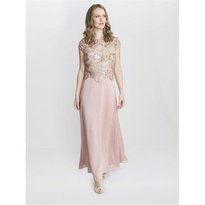 Gina Bacconi Shirley Maxi Dress With Sequin Bodice - Gold
