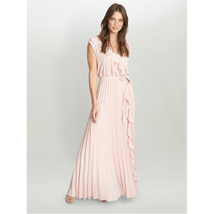 Gina Bacconi Caprice Maxi Dress With Frill Detail In Pink ModeSens
