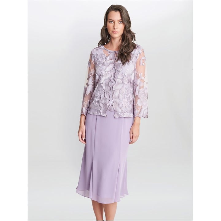 Gina Bacconi Nadine Midi Length Mock Jacket Dress - Purple