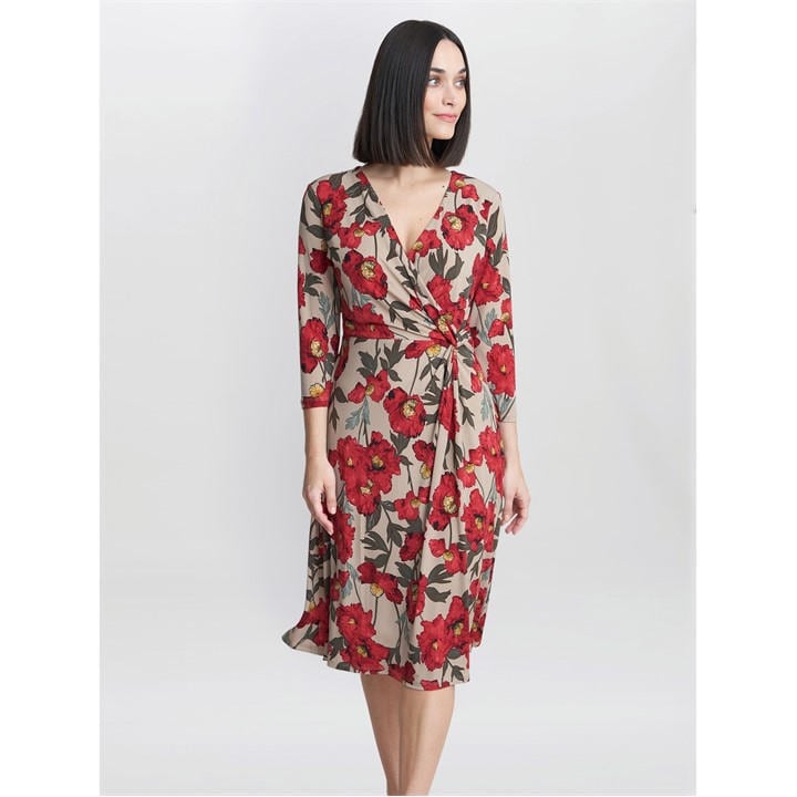 Gina Bacconi Cassidy Jersey Wrap Dress In Red | ModeSens