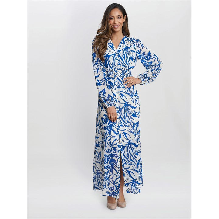 Women's Midi Denim Dress – Long Sleeve Button-Down Shirt Dress With Tiered Ruffle, Light Blue