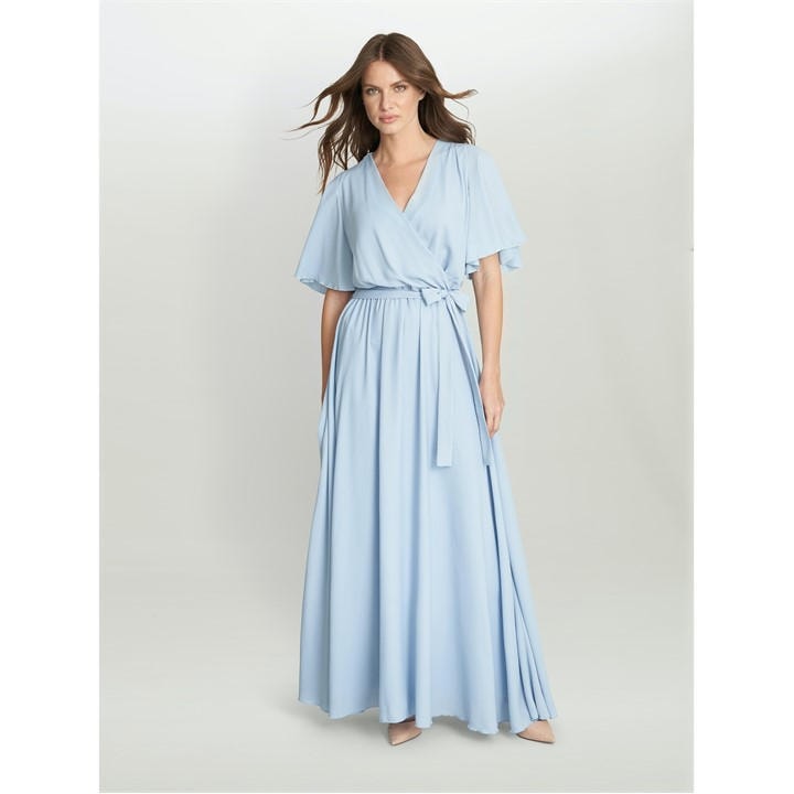 Gina Bacconi Crissy Maxi Dress With Cape Sleeve - Blue