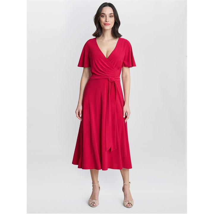 strapless open back dress Gina Bacconi Ivalo Crepe Maxi Dress Fire Red STT2593  Izzi of Baslow