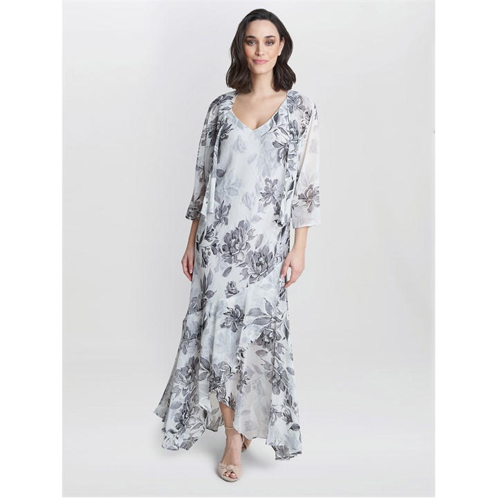 Gina Bacconi Mandy Midi Printed Dress And Jacket - Black