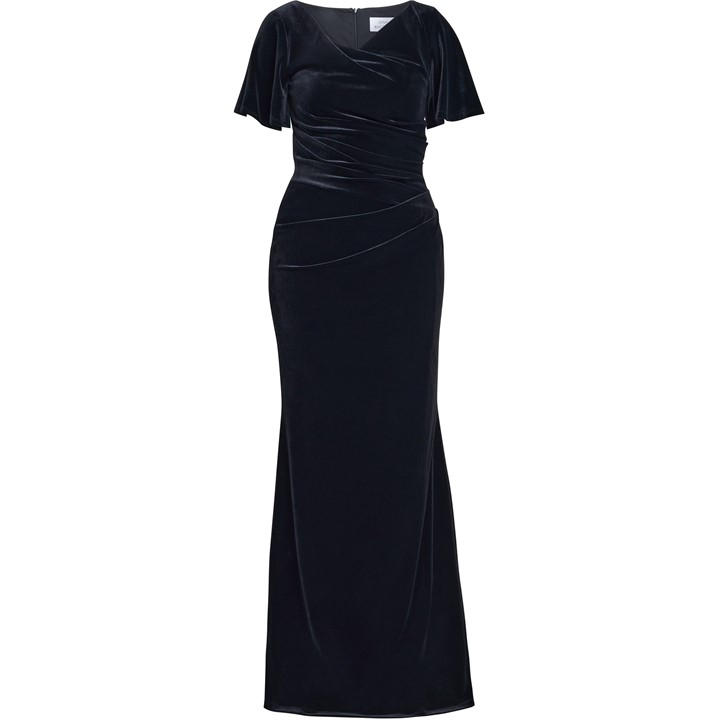 Gina Bacconi Minka Velvet Maxi Dress With Cowl Neck - Black
